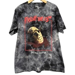 Friday the 13th IV Final Chapter L Gray Tie Dye Vintage Blood Jason Mask T-Shirt